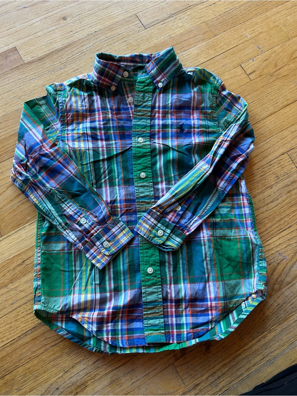 Ralph Lauren Green Plaid Button-Down Shirt for Kids